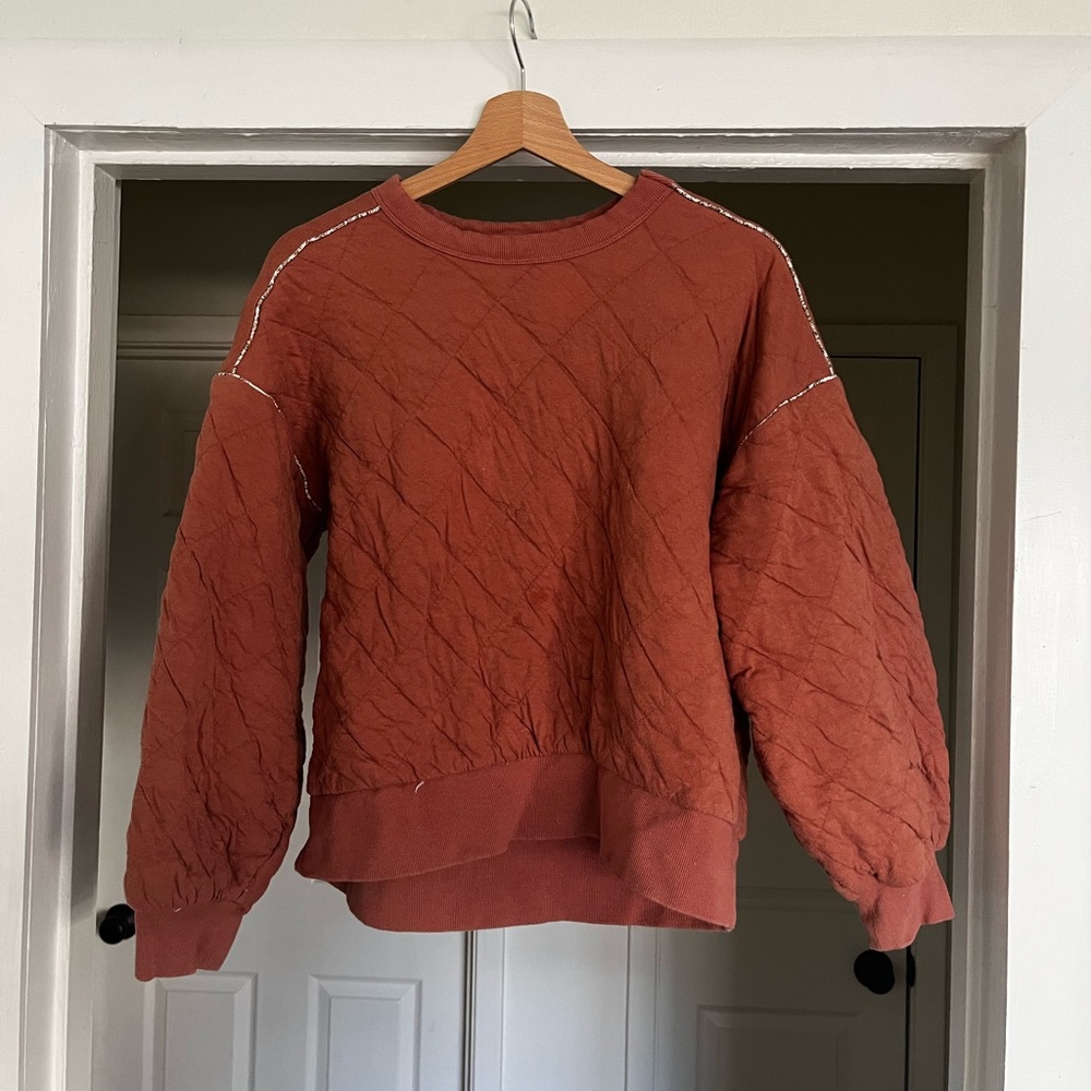 Quilted Mauve Pullover Sweatshirt